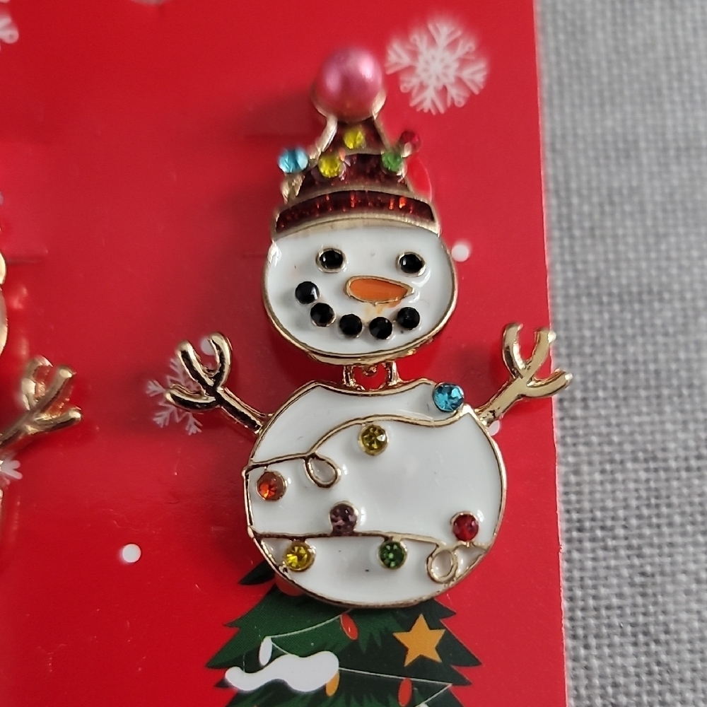 Colorful Snowman Holiday Earrings - Picture 3 of 6